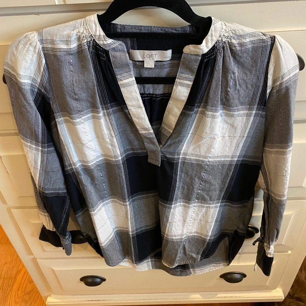 Loft Plaid Tunic top; Size xsp
